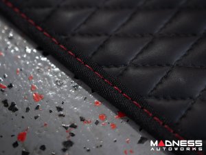 Alfa Romeo Giulia Floor Mats - Italian Leather - Front + Rear Set - Black w/ Red Stitching